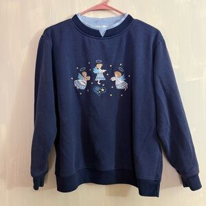 Shenanigans Navy Sweatshirt with Angel Print size M